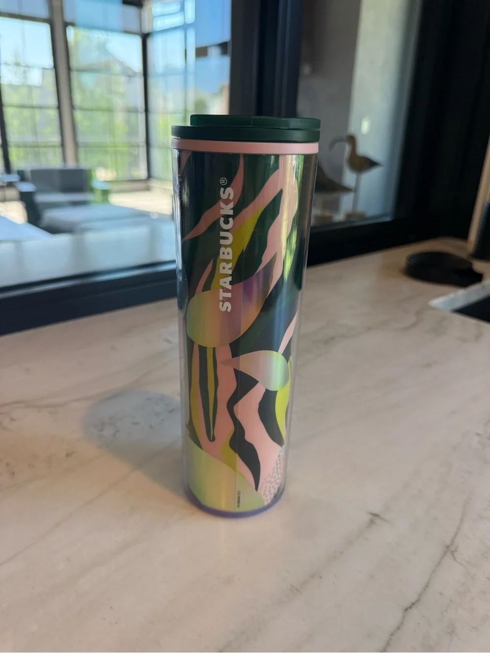 Starbucks Iridescent Green Pink Patterned Stainless Tumbler